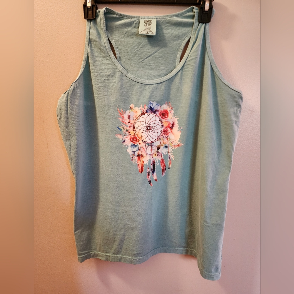 NEW Seafoam Comfort Colors Tank Top W/Dreamcatcher Decal L